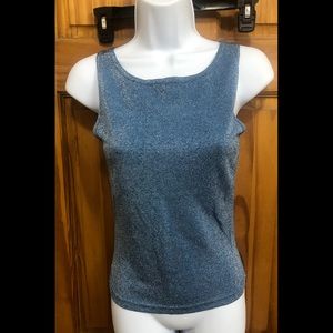 Light Blue Sparkly sleeveless back strap tank top - SMALL 
club party clubwear